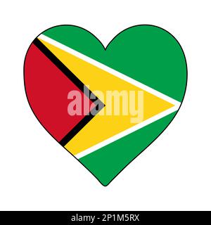 Guyana Heart Shape Flag. Love Guyana. Visit Guyana. South America. Latin America. Vector Illustration Graphic Design. Stock Vector