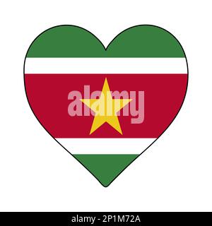Suriname Heart Shape Flag. Love Suriname. Visit Suriname. South America. Latin America. Vector Illustration Graphic Design. Stock Vector