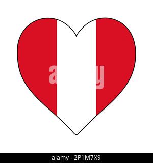 Peru Heart Shape Flag. Love Peru. Visit Peru. South America. Latin America. Vector Illustration Graphic Design. Stock Vector