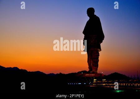 Statue Of Unity, colossal statue of Vallabhbhai Patel, tallest statue in the world, located in the Kevadia colony, Gujarat, India Stock Photo