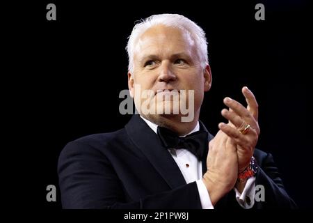 National Harbor, Maryland, USA. 3rd Mar, 2023. Matt Schlapp, Chairman of the American Conservative Union, at the Ronald Reagan Dinner at the 2023 Conservative Political Action Conference (CPAC) in National Harbor, Maryland, U.S., on Friday, March 3, 2023. Credit: Julia Nikhinson/CNP/dpa/Alamy Live News Stock Photo