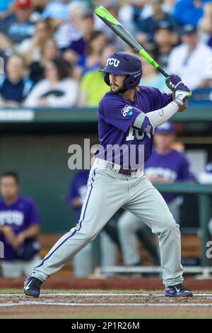 NCAA Baseball Jersey Tre Richardson 2023 College World Series TCU Horned Frogs Purple #0