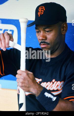 San Francisco Giants manager Dusty Baker, left, introduces, from left,  first baseman J.T. Snow, pitcher Shawn Estes, third baseman Bill Mueller,  right fielder Ellis Burks, and coach Ron Wotus during a new