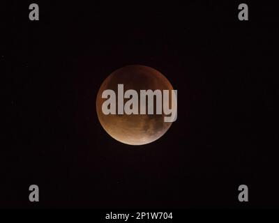 Blood moon during total lunar eclipse, England, United Kingdom Stock Photo