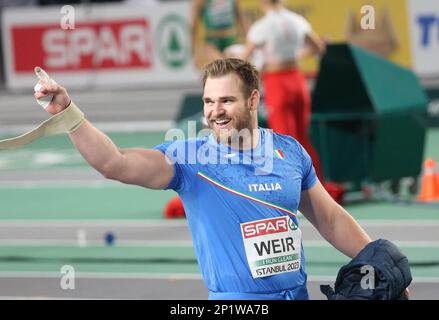 Istanbul, Turkey. 03rd Mar, 2023. Zane Weir of Italy Final Shot Put Men during the European Athletics Indoor Championships 2023 on March 3 2023 at Atakoy Arena in Istanbul, Turkey - Photo Laurent Lairys/ABACAPRESS.COM Credit: Abaca Press/Alamy Live News Stock Photo