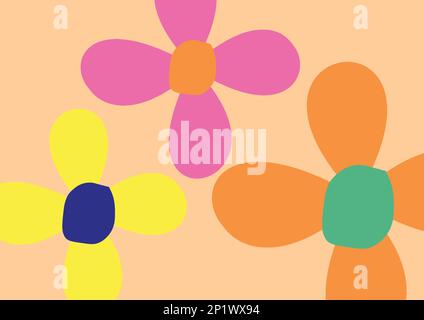 Colorful flowers seamless pattern. Vector illustration in flat cartoon style. Stock Vector