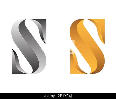 S letter alphabet abstract initial logo. Golden and Silver color S letter logo design template Stock Vector