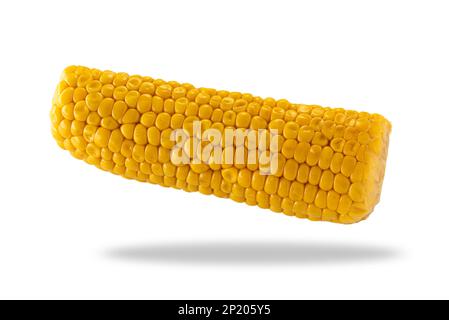 Cooked corn cob, sweet corn isolated on white with clipping path Stock Photo