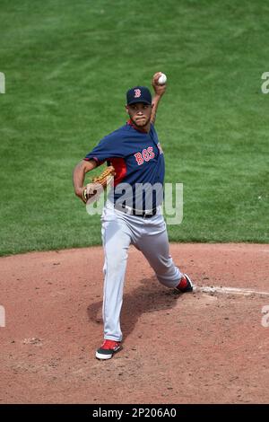 April 13 2022: Detroit pitcher Eduardo Rodriguez (57) throws a pitch during  the game with Boston Red Sox and Detroit Tigers held at Comercia Park in  Detroit Mi. David Seelig/Cal Sport Medi(Credit