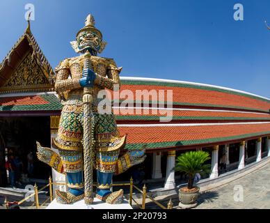 Wat Phra Kaew in Bangkok the Demon guardian.The giants are characters, each distinguished by their skin color and crowns.Each giant is about 5 meters Stock Photo