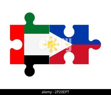 Connected puzzle of flags of United Arab Emirates and Philippines, vector Stock Vector