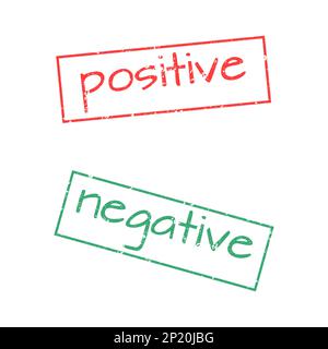 Set of rectangular stamps negative and positive result on white background, vector illustration. Stock Vector