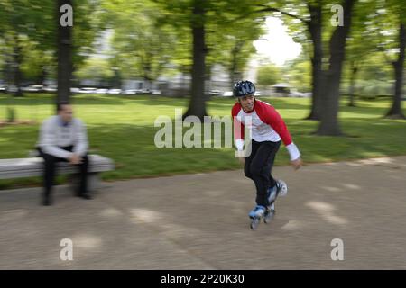 Gold medal-winning speed skater, Apolo Ohno during a press