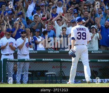 CHICAGO, IL - AUGUST 23: Chicago Cubs second basemen Zach McKinstry (6)  hits a single in the third inning during game 1 of a doubleheader between  the St. Louis Cardinals and Chicago