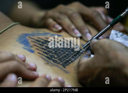 Hand poked Sak Yant by Ajart Aut @ Bangkok Ink Tattoo Studio in Bangkok  Thailand : r/tattoos