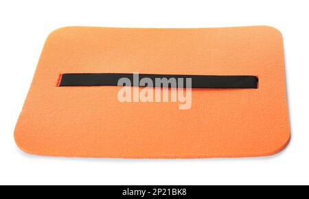 Orange foam seat mat for tourist isolated on white Stock Photo