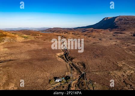 Aerial view of the Burtonport Railway Walk by Falcarragh in County Donegal, Republic of Ireland. Stock Photo