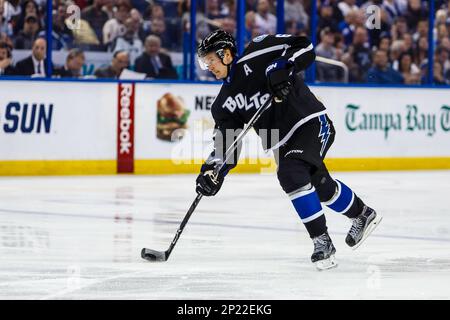 Tampa Bay Lightning center Jonathan Marchessault (42) before an NHL hockey  game against the New York Islanders Saturday, Nov. 28, 2015, in Tampa, Fla.  (AP Photo/Chris O'Meara Stock Photo - Alamy