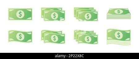 US Dollar Banknote Icon Set Stock Vector