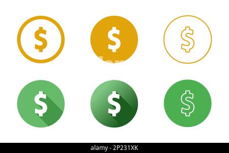 US Dollar Symbol Icon Set Stock Vector