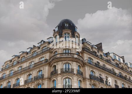 Facade of a classic building in Paris Stock Photo