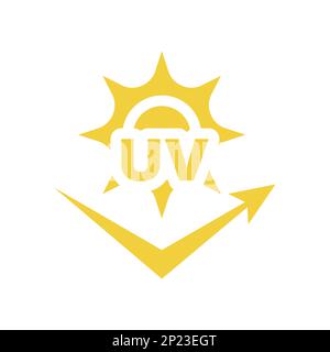 Uv sunblock protection vector icon. Solar ultraviolet light with arrow fill symbol. Stock Vector