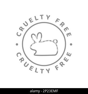 Cruelty free vector label. Circle badge with bunny rabbit. Stock Vector