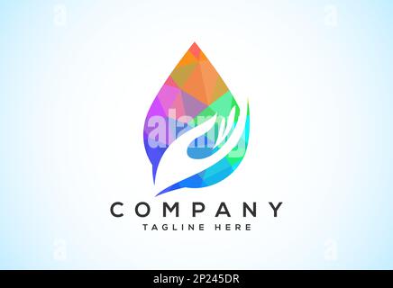 Abstract polygonal water drop logo sign symbol. Low poly water drop Logo. Geometric triangle shapes Stock Vector