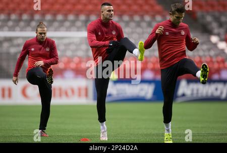 From left, Canada men's national soccer team coach Stephen Hart, Honduras  men's national soccer team coach Reinaldo Rueda, Panama men's national  soccer team coach Gary Stempel and United States men's national soccer