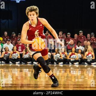 LasVegas, NV, USA. 03rd Mar, 2023. A. Washington State guard Astera Tuhina (11)brings the ball up court during the NCAA Women's Basketball Pac -12 Tournament Semifinals game between Washington State Cougars and the Colorado Buffaloes. Washington State beat Colorado 61-49 at Mandalay Bay Michelob Arena Las Vegas, NV. Thurman James /CSM/Alamy Live News Stock Photo