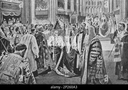 Coronation of King Edward VII of England. Illustration from 1902. Stock Photo