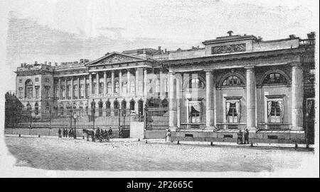 The building of the Museum of the Russian Emperor Alexander III. Illustration from 1902. Today it is The State Russian Museum. Stock Photo