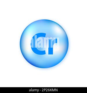 Mineral blue shining pill capsule icon. Cr Chromium Stock Vector