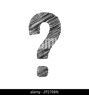 Question mark written pen. Questionmark who, why? Hand drawn icon. Black quiz isolated on white background. Quastion uncertainty. Hands drawing Stock Vector