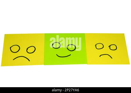 conceptual image for a be different or be happy concept using sticky notes Stock Photo