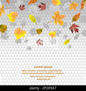 Autumn background with watercolor falling leaves. Vector fall illustration. Stock Vector