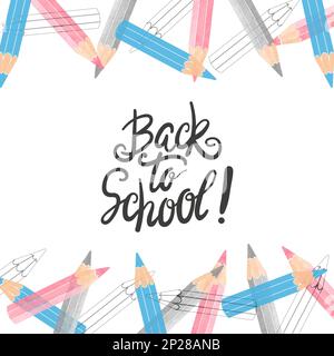 Welcome back to school vector illustration with pencils. Stock Vector