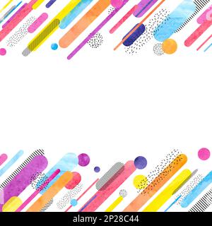 Colorful abstract geometric diagonal background with place for your text. Vector illustration with watercolor rounded shapes ans lines. Stock Vector