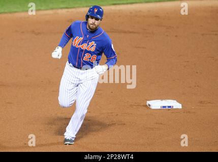 October 17, 2015: First baseman for the 1986 World Champion Mets, Keith  Hernandez (17) has a word with New York Mets catcher Kevin Plawecki (22)  [9785] prior to throwing out the ceremonial