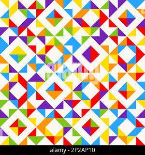 Rainbow mosaic tiles, abstract geometric background, seamless vector pattern. Colorful geometric background with triangles. Minimal background, rainbo Stock Vector