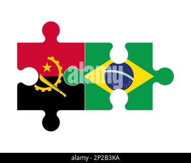 Connected puzzle of flags of Angola and Brazil, vector Stock Vector