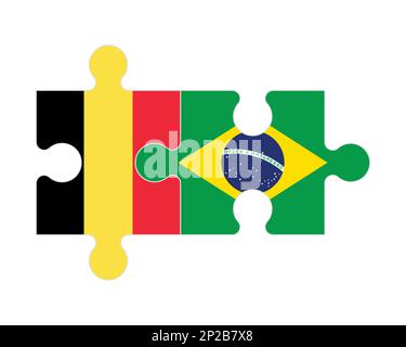 Connected puzzle of flags of Belgium and Brazil, vector Stock Vector