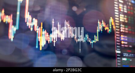 Analyzing investment statistics and indicators on dashboard for trading Stock Photo