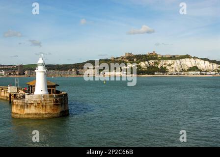 Dover Breakwater West End Light Lighthouse situated at the end of the harbour in Dover in Kent, Britain Stock Photo