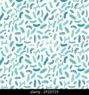 Seamless pattern of molecules, cells of virus, bacteria. Stock Vector