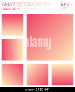 Colorful gradients in radical red, banana mania color tones. Actual gradient background, interesting vector illustration. Stock Vector