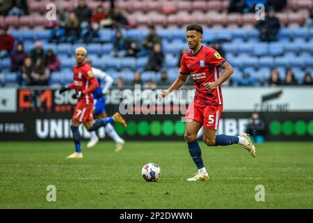 4th March 2023: DW Stadium, Wigan, Greater Manchester, England; EFL Championship Football, Wigan Athletic versus Birmingham City; Auston Trusty of Birmingham City runs with the ball Stock Photo