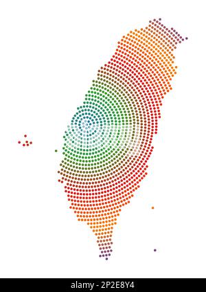 Taiwan dotted map. Digital style shape of Taiwan. Tech icon of the country with gradiented dots. Elegant vector illustration. Stock Vector