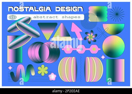 Set of abstract shapes. Retro elements for web, vintage, advertisement, commercial banner, poster, leaflet, billboard, sale. Stock Vector