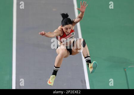 Tuğba Danismaz of Turkey competing in the women's triple jump final at the  European Indoor Athletics Championships at Ataköy Athletics Arena in Istanb  Stock Photo - Alamy